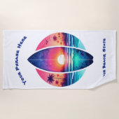 Surfplank in de zonsondergang strandlaken (Voorkant)