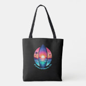 Surfplank in de zonsondergang tote bag (Achterkant)