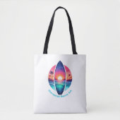 Surfplank in de zonsondergang tote bag (Voorkant)