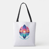 Surfplank in de zonsondergang tote bag (Achterkant)