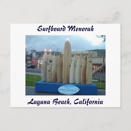 Surfplank Menorah Briefkaart (Voorkant)