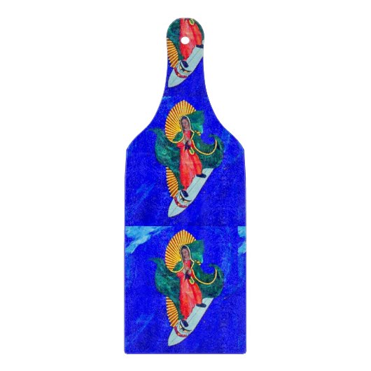 surfplank met blauwe golven snijplank (Voorkant)