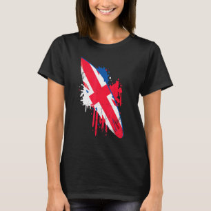 Surfplank  met Union Jack UK Flag - Surfin T-shirt