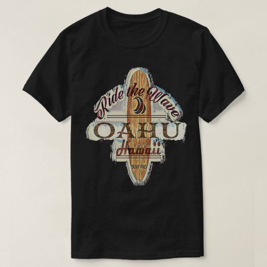 Surfplank noodlijdend Longboard Oahu Hawaii T-shirt (Design voorkant)