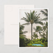 Surfplank onder een palmboom Hanalei Beach Kauai Briefkaart (Voorkant / Achterkant)