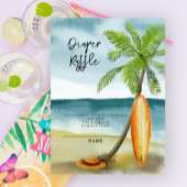 Surfplank op het strand - luierloterij informatiekaartje