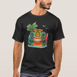 Surfplank Palm Trees Tropical Tiki Masker Luau Haw T-shirt