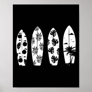 Surfplank Palmboom Surfen Surfer Golven Surf Stran Poster