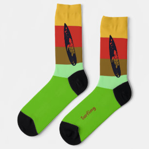 Surfplank Silhouet op King Bug Kleuren Sokken