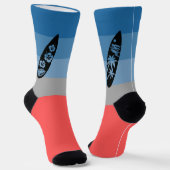 Surfplank Silhouet op Mountain Cave Kleur Sokken (Gebogen)