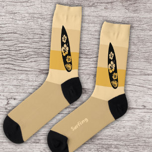 Surfplank Silhouet op Ocean Beach Sand Sokken