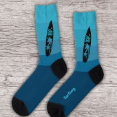 Surfplank Silhouet op Ocean Waves Blue Sokken