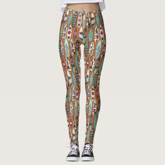surfplank-sinaasappel leggings (Voorkant)