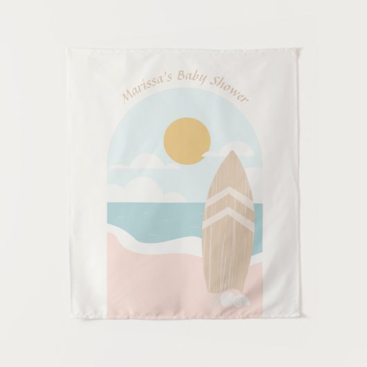 Surfplank Strand Baby Shower Wandkleed (Voorkant)