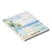 Surfplank strand tropische palmbomen notitieblok (Schuin)
