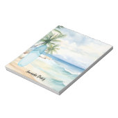 Surfplank strand tropische palmbomen notitieblok (Linkerzijde)