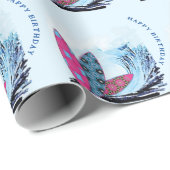 Surfplank strand verjaardagsfeestje cadeaupapier (Rol Hoek)