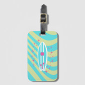 surfplank, strandkunst, tropische vibes, kleurrijk bagagelabel (Voorkant (verticaal))