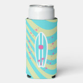 surfplank, strandkunst, tropische vibes, kleurrijk seltzer blikjeskoeler (Seltzer Voorkant)