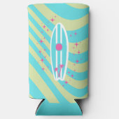 surfplank, strandkunst, tropische vibes, kleurrijk seltzer blikjeskoeler (Voorkant)