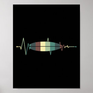 Surfplank Surf Surfer Surfplankrijder Hartslag Ret Poster