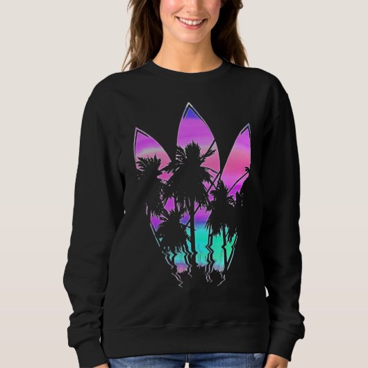 Surfplank Surfer Vaporwave Surfboarder Synthwave S Trui (Voorkant)