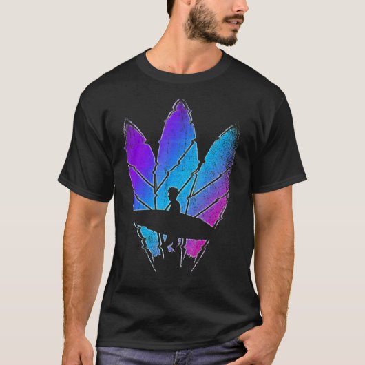 Surfplank Synthwave Surfboarder Surfer Vaporwave S T-shirt (Voorkant)