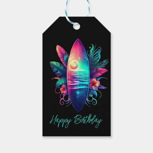 Surfplank Tropical Beach- Cadeaulabel (Voorkant)
