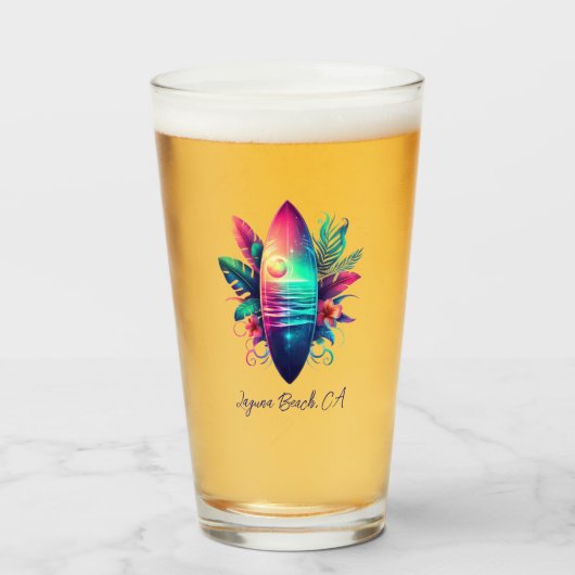 Surfplank Tropical Beach- Glas (Voorkant gevuld)