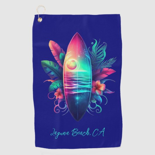Surfplank Tropical Beach- Golfhanddoek (Voorkant)