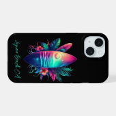 Surfplank Tropical Beach- iPhone 15 Case (Achterkant horizontaal)