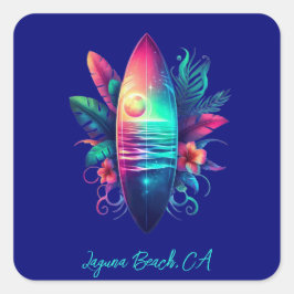 Surfplank Tropical Beach- Vierkante Sticker