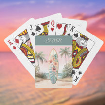 Surfplank Tropisch Eiland Bloem Palmboom met naam