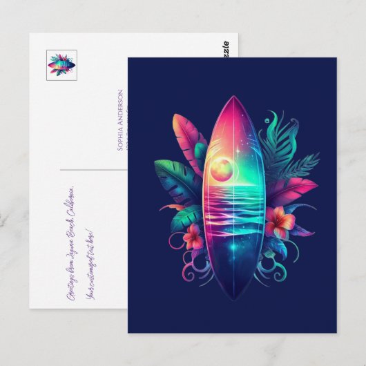 Surfplank Tropisch strand Briefkaart (Voorkant / Achterkant)