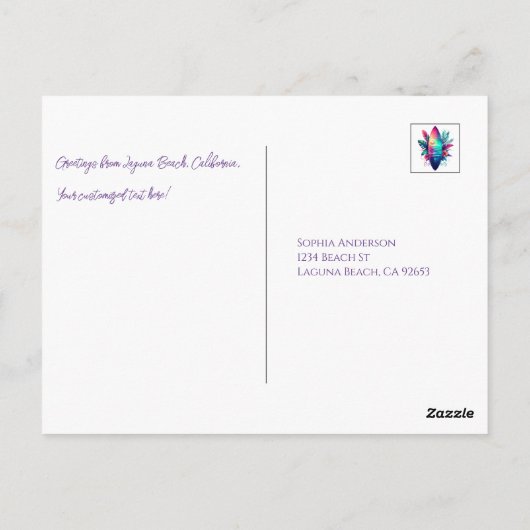 Surfplank Tropisch strand Briefkaart (Achterkant)