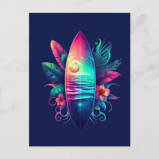 Surfplank Tropisch strand Briefkaart (Voorkant)