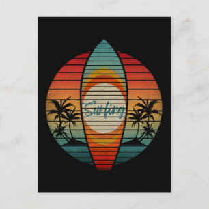 SURFPLANK ZOMER ZONSONDERGANG STRAND BRIEFKAART