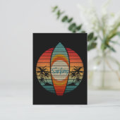 SURFPLANK ZOMER ZONSONDERGANG STRAND BRIEFKAART (Staand voorkant)