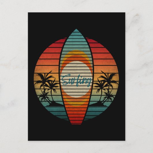 SURFPLANK ZOMER ZONSONDERGANG STRAND BRIEFKAART (Voorkant)
