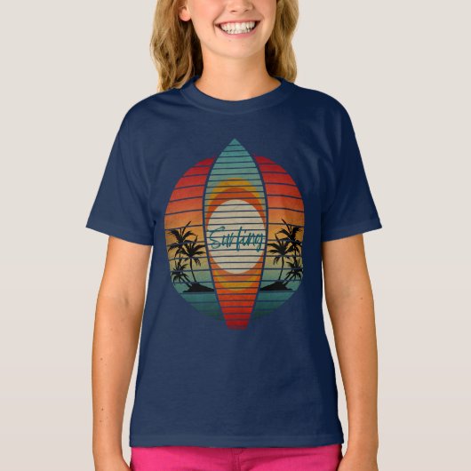 SURFPLANK ZOMER ZONSONDERGANG STRAND T-SHIRT (Voorkant)