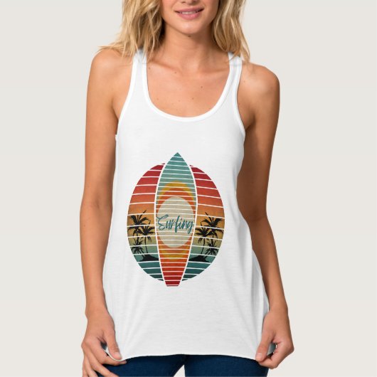 SURFPLANK ZOMER ZONSONDERGANG STRAND TANKTOP (Voorkant)