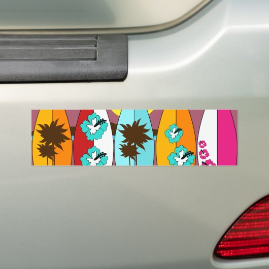 Surfplankbeugel met Hippie-ventilatoren Bumpersticker (Op auto)