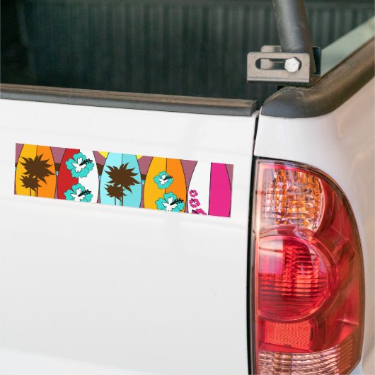 Surfplankbeugel met Hippie-ventilatoren Bumpersticker (Op Truck)