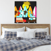 Surfplankbeugel met Hippie-ventilatoren Canvas Afdruk (Insitu (Slaapkamer))