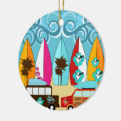 Surfplankbeugel met Hippie-ventilatoren Keramisch Ornament (Links)