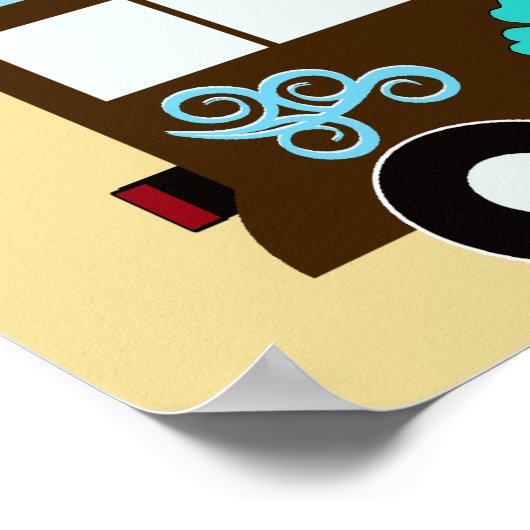 Surfplankbeugel met Hippie-ventilatoren Poster (Hoek)