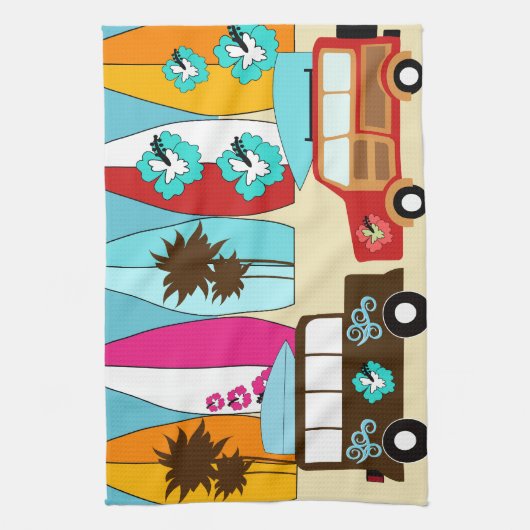 Surfplankbeugel met Hippie-ventilatoren Theedoek (Verticaal)