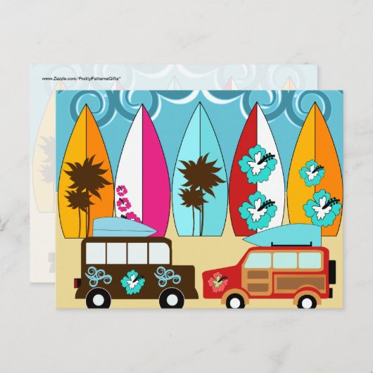 Surfplankbeugel met hippieventilatoren briefkaart (Voorkant / Achterkant)