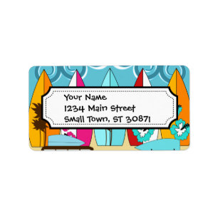 Surfplankbeugel met hippieventilatoren etiket