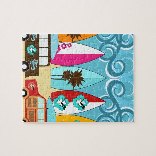 Surfplankbeugel met hippieventilatoren legpuzzel (Horizontaal)